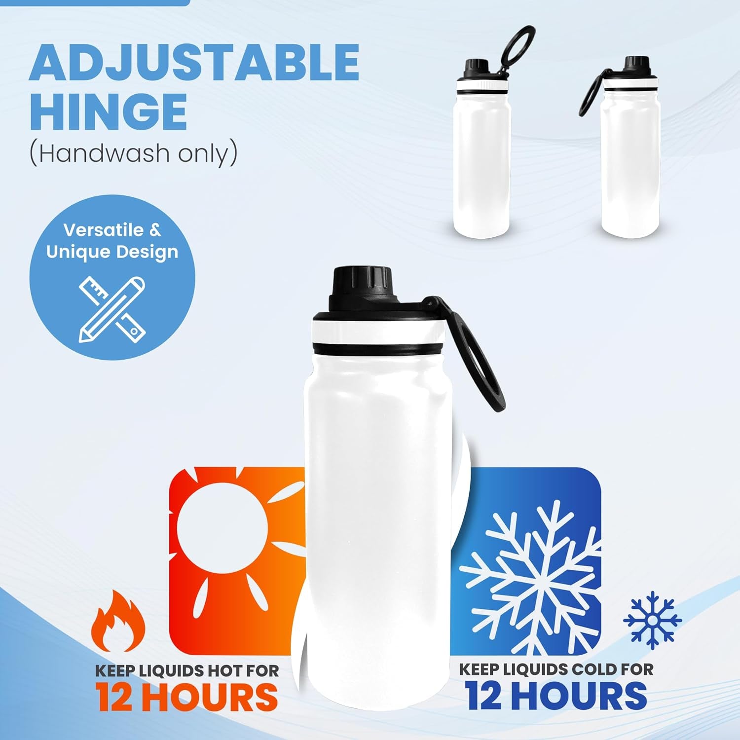 24 Oz Water Bottle Compatible with Magsafe Phone Mount for Iphone, Magnetic Phone Holder - Insulated Stainless Steel - for Gym, Kitchen, Outdoor - Stays Cold Sports Water Bottle - White